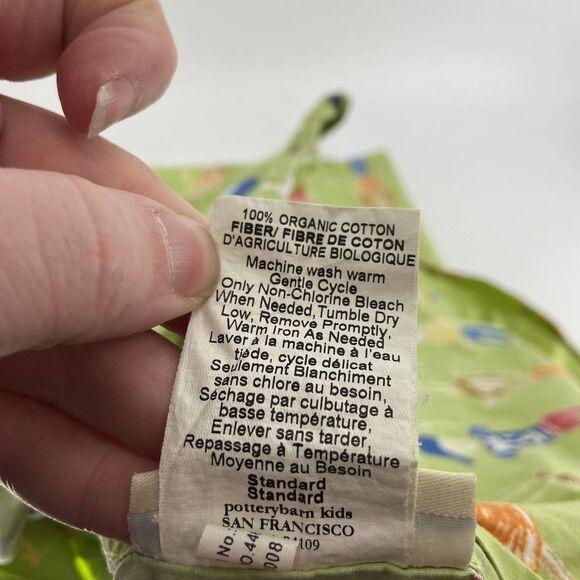 Pottery Barn Kids Drawing People green cotton Two Pillow Shams - Picture 2 of 6